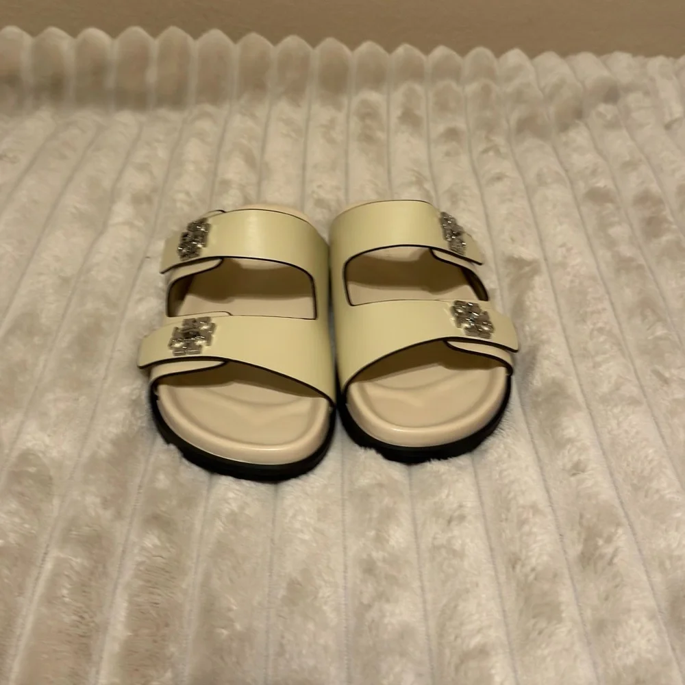 Tory Burch Turnlock Sport Slide Ash Cloud Women’s Size 7.5